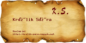 Králik Sára névjegykártya