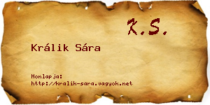 Králik Sára névjegykártya